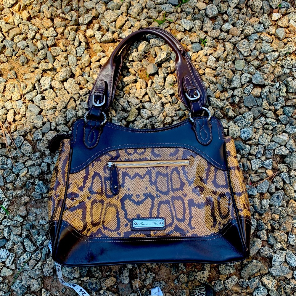 American West Leather Snakeskin Print Bag Purse